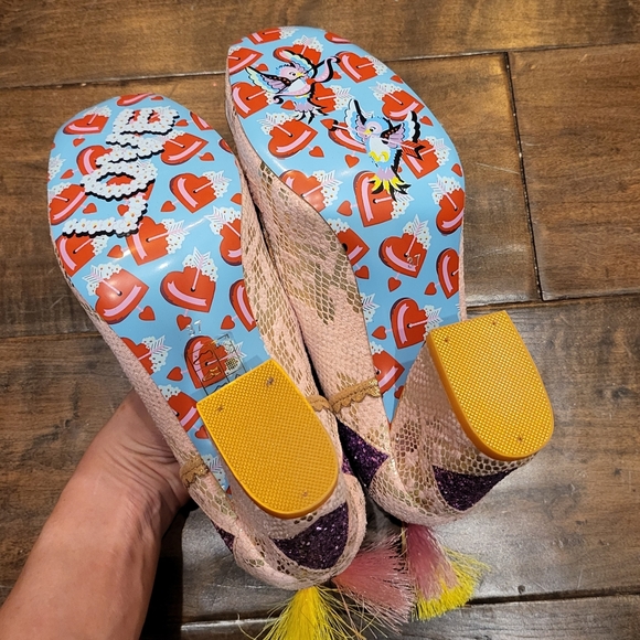 NWT Size 6.5 Irregular Choice Amorgos Pink Rhinestone, Snake Skin Glitter Heels - Picture 9 of 11